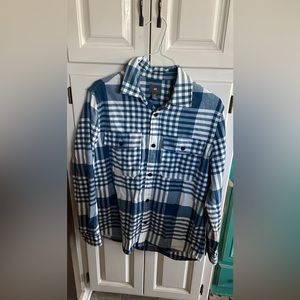 H and M flanbel blue and white shacket